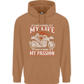 Motorbike It's My Passion Biker Motorcycle Mens 80% Cotton Hoodie Caramel Latte