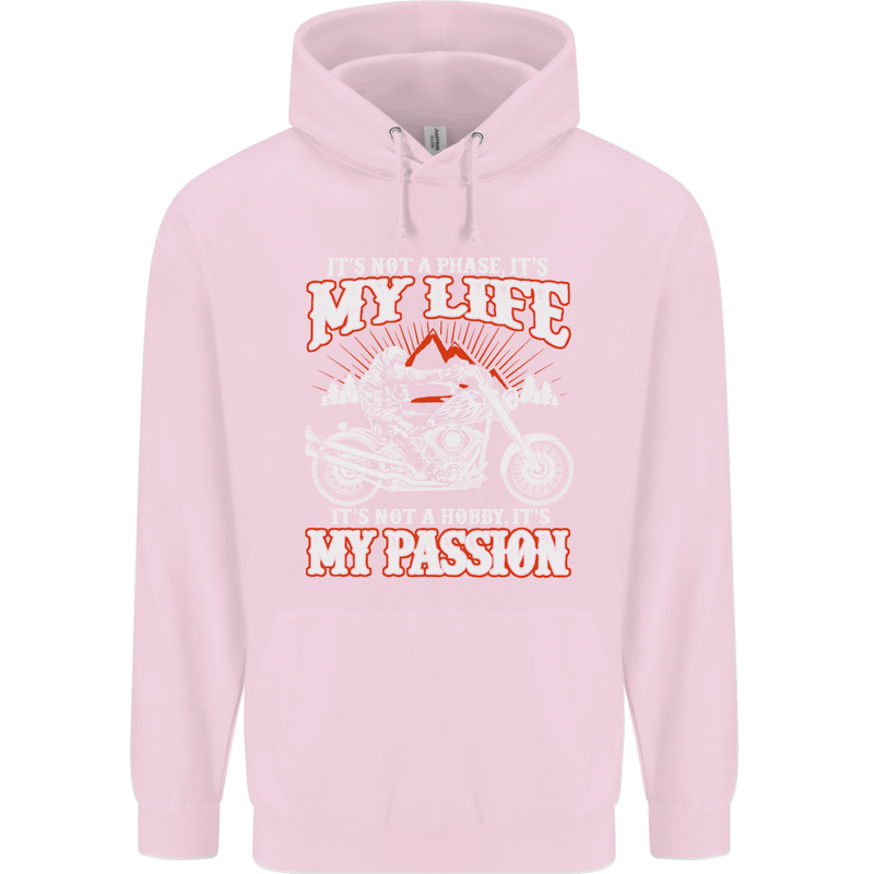 Motorbike It's My Passion Biker Motorcycle Mens 80% Cotton Hoodie Light Pink