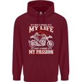 Motorbike It's My Passion Biker Motorcycle Mens 80% Cotton Hoodie Maroon
