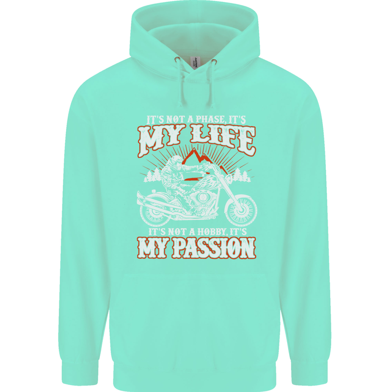 Motorbike It's My Passion Biker Motorcycle Mens 80% Cotton Hoodie Peppermint