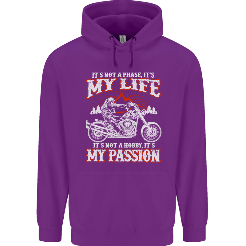 Motorbike It's My Passion Biker Motorcycle Mens 80% Cotton Hoodie Purple