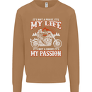 Motorbike It's My Passion Biker Motorcycle Mens Sweatshirt Jumper Caramel Latte
