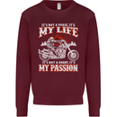 Motorbike It's My Passion Biker Motorcycle Mens Sweatshirt Jumper Maroon