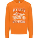 Motorbike It's My Passion Biker Motorcycle Mens Sweatshirt Jumper Orange