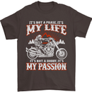 Motorbike It's My Passion Biker Motorcycle Mens T-Shirt Cotton Gildan Dark Chocolate