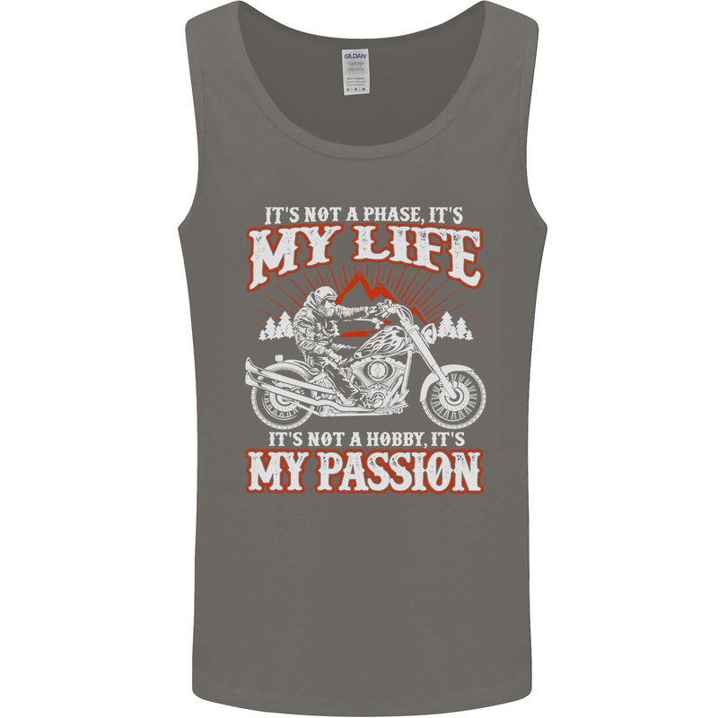 Motorbike It's My Passion Biker Motorcycle Mens Vest Tank Top Charcoal