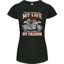 Motorbike It's My Passion Biker Motorcycle Womens Petite Cut T-Shirt Black