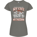 Motorbike It's My Passion Biker Motorcycle Womens Petite Cut T-Shirt Charcoal