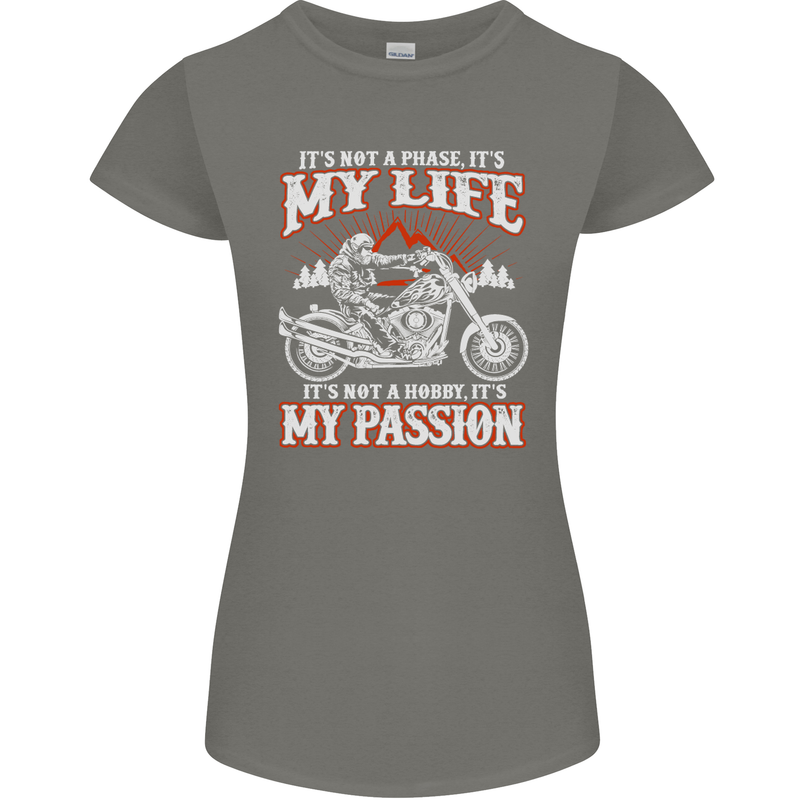 Motorbike It's My Passion Biker Motorcycle Womens Petite Cut T-Shirt Charcoal