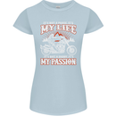 Motorbike It's My Passion Biker Motorcycle Womens Petite Cut T-Shirt Light Blue