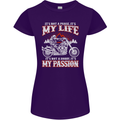 Motorbike It's My Passion Biker Motorcycle Womens Petite Cut T-Shirt Purple