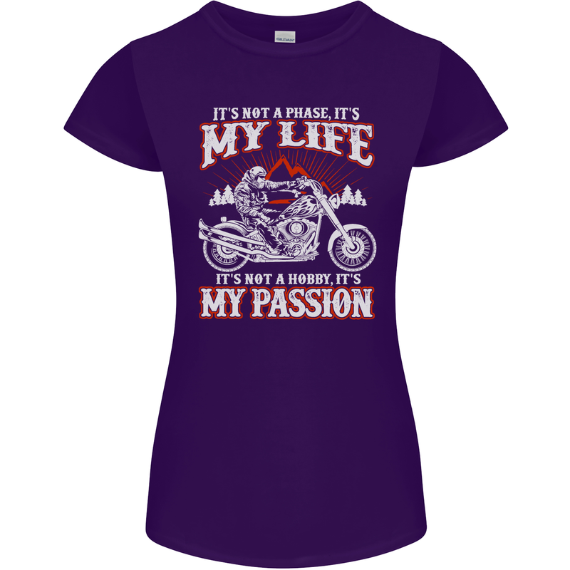 Motorbike It's My Passion Biker Motorcycle Womens Petite Cut T-Shirt Purple