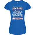 Motorbike It's My Passion Biker Motorcycle Womens Petite Cut T-Shirt Royal Blue