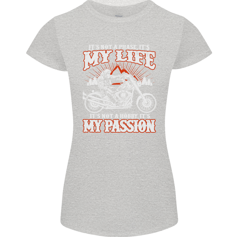 Motorbike It's My Passion Biker Motorcycle Womens Petite Cut T-Shirt Sports Grey