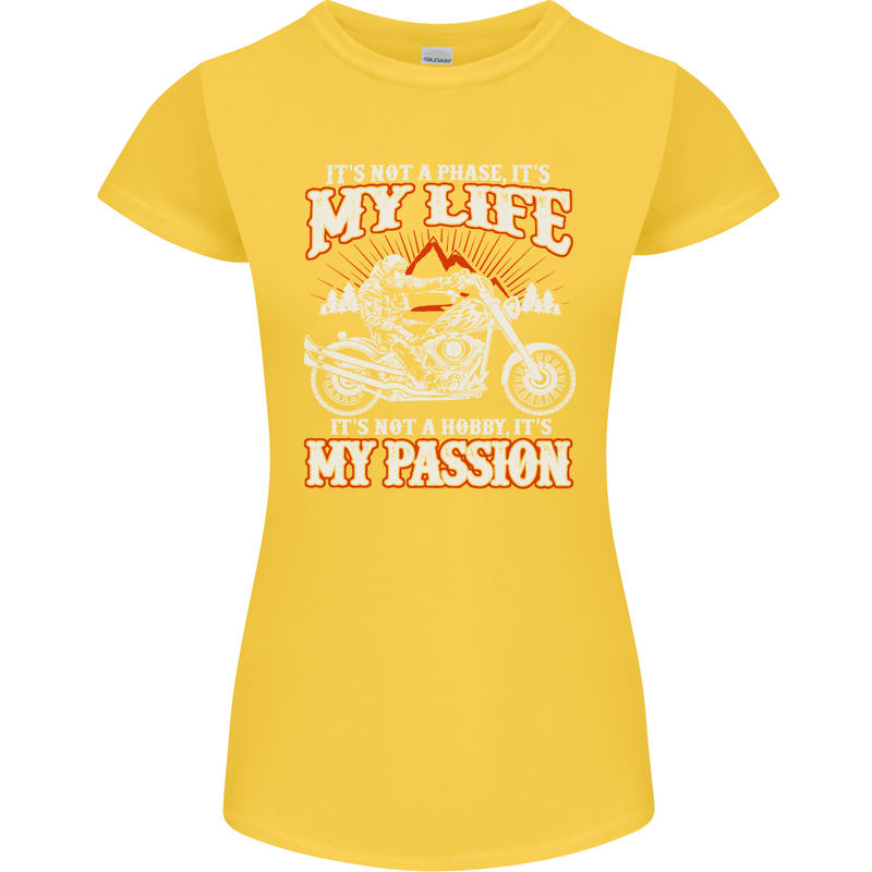 Motorbike It's My Passion Biker Motorcycle Womens Petite Cut T-Shirt Yellow