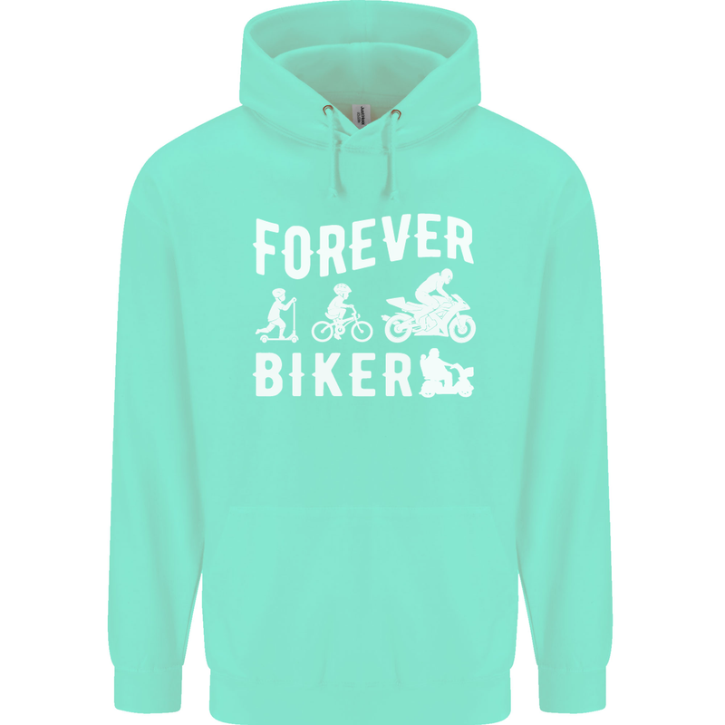 Motorbike Motorcycle Forever Biker Mens 80% Cotton Hoodie Peppermint
