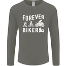 Motorbike Motorcycle Forever Biker Mens Long Sleeve T-Shirt Charcoal