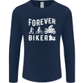 Motorbike Motorcycle Forever Biker Mens Long Sleeve T-Shirt Navy Blue