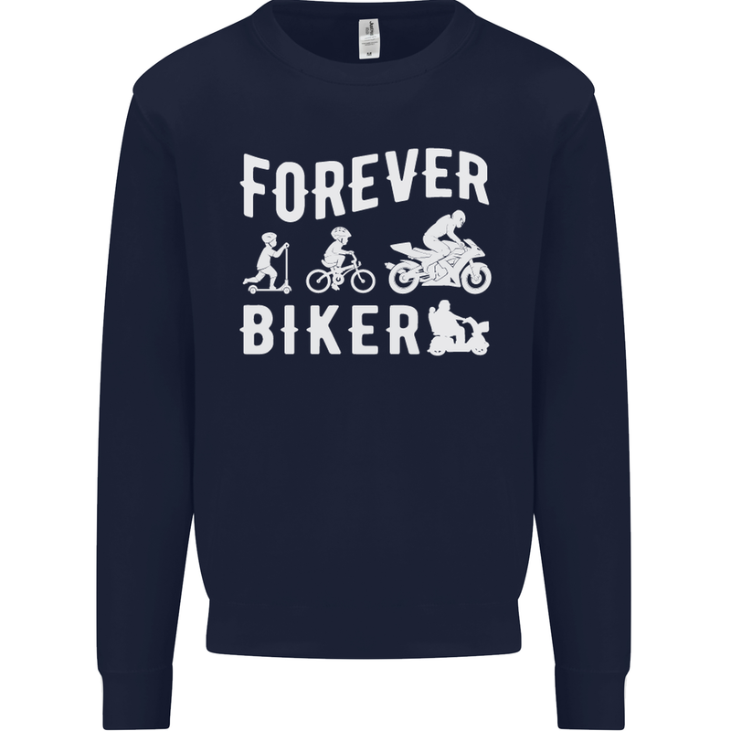 Motorbike Motorcycle Forever Biker Mens Sweatshirt Jumper Navy Blue