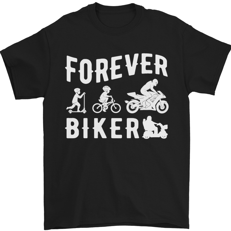 Motorbike Motorcycle Forever Biker Mens T-Shirt Cotton Gildan Black