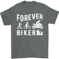 Motorbike Motorcycle Forever Biker Mens T-Shirt Cotton Gildan Charcoal