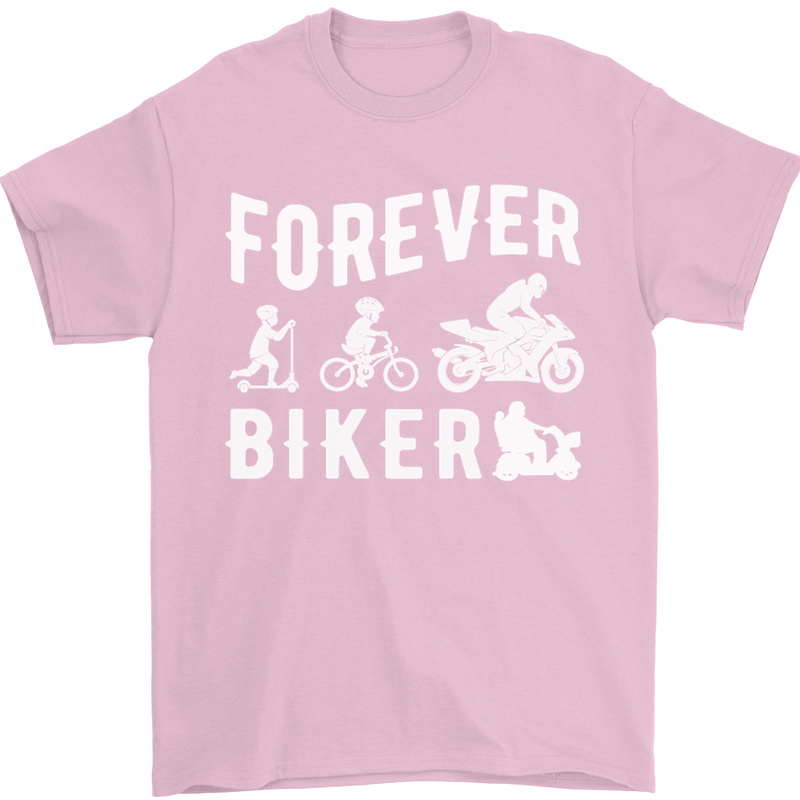 Motorbike Motorcycle Forever Biker Mens T-Shirt Cotton Gildan Light Pink