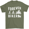 Motorbike Motorcycle Forever Biker Mens T-Shirt Cotton Gildan Military Green
