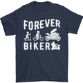 Motorbike Motorcycle Forever Biker Mens T-Shirt Cotton Gildan Navy Blue