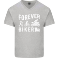 Motorbike Motorcycle Forever Biker Mens V-Neck Cotton T-Shirt Sports Grey