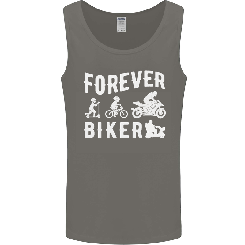 Motorbike Motorcycle Forever Biker Mens Vest Tank Top Charcoal