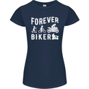 Motorbike Motorcycle Forever Biker Womens Petite Cut T-Shirt Navy Blue