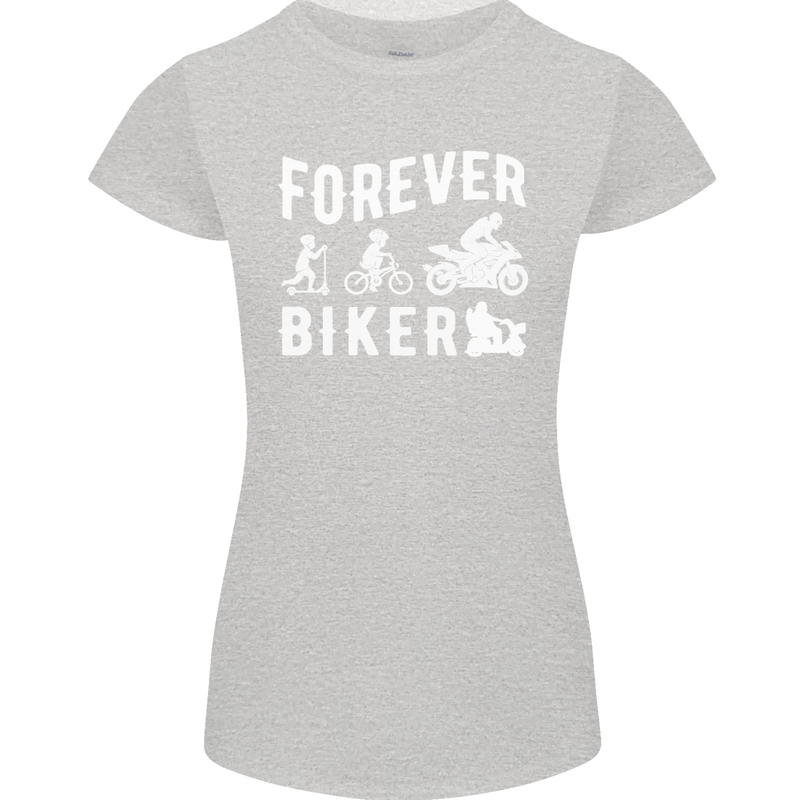Motorbike Motorcycle Forever Biker Womens Petite Cut T-Shirt Sports Grey