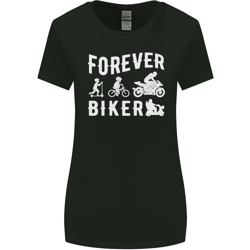 Motorbike Motorcycle Forever Biker Womens Wider Cut T-Shirt Black