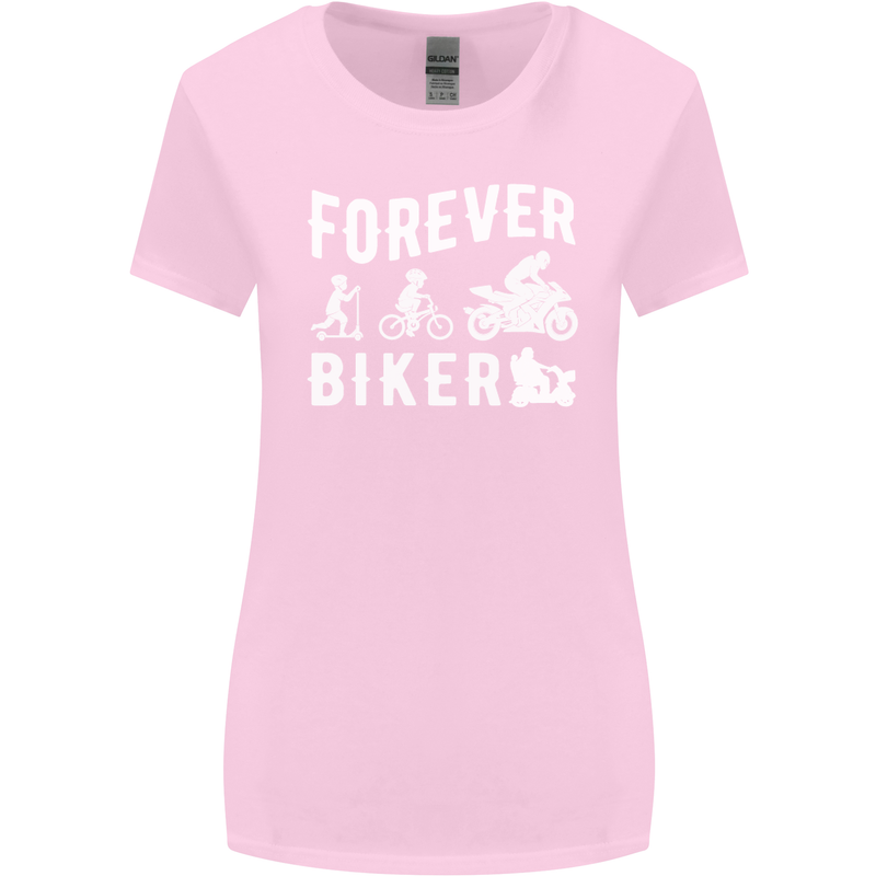 Motorbike Motorcycle Forever Biker Womens Wider Cut T-Shirt Light Pink