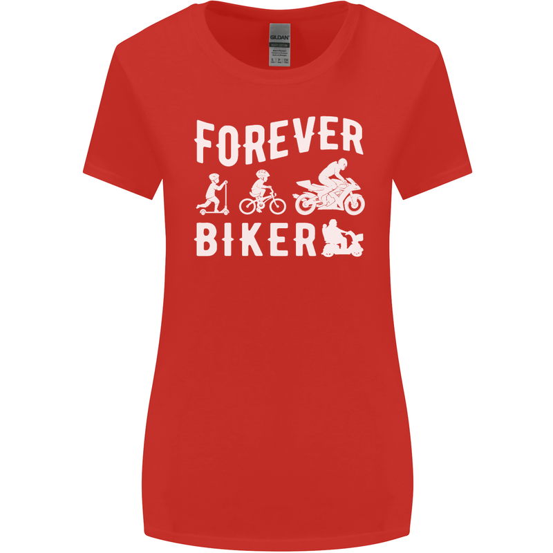 Motorbike Motorcycle Forever Biker Womens Wider Cut T-Shirt Red