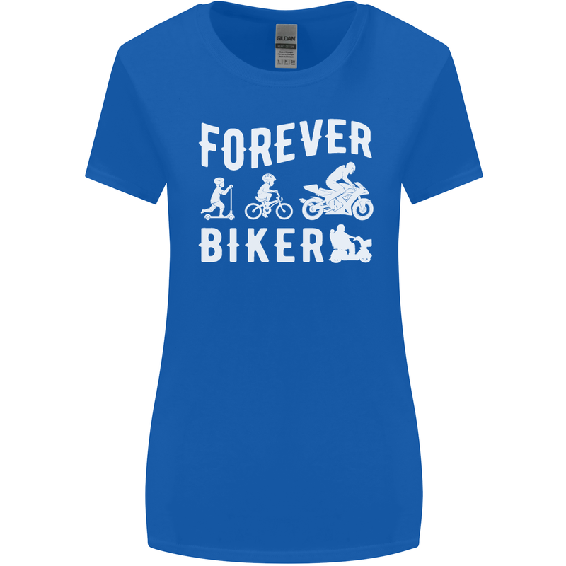 Motorbike Motorcycle Forever Biker Womens Wider Cut T-Shirt Royal Blue