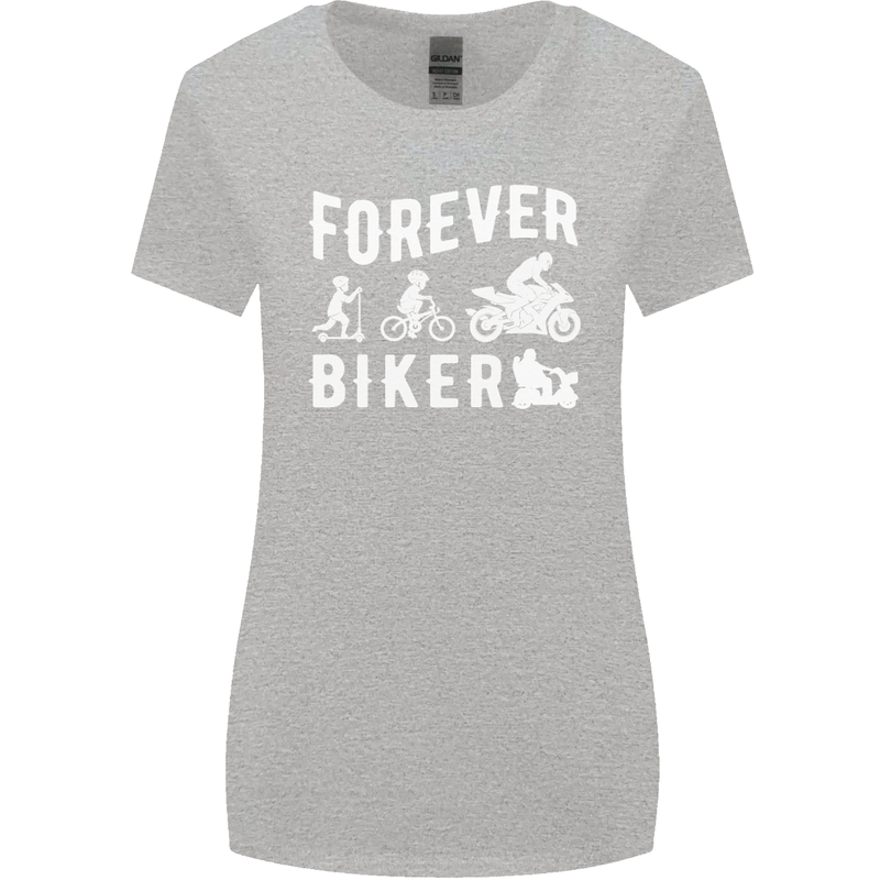Motorbike Motorcycle Forever Biker Womens Wider Cut T-Shirt Sports Grey