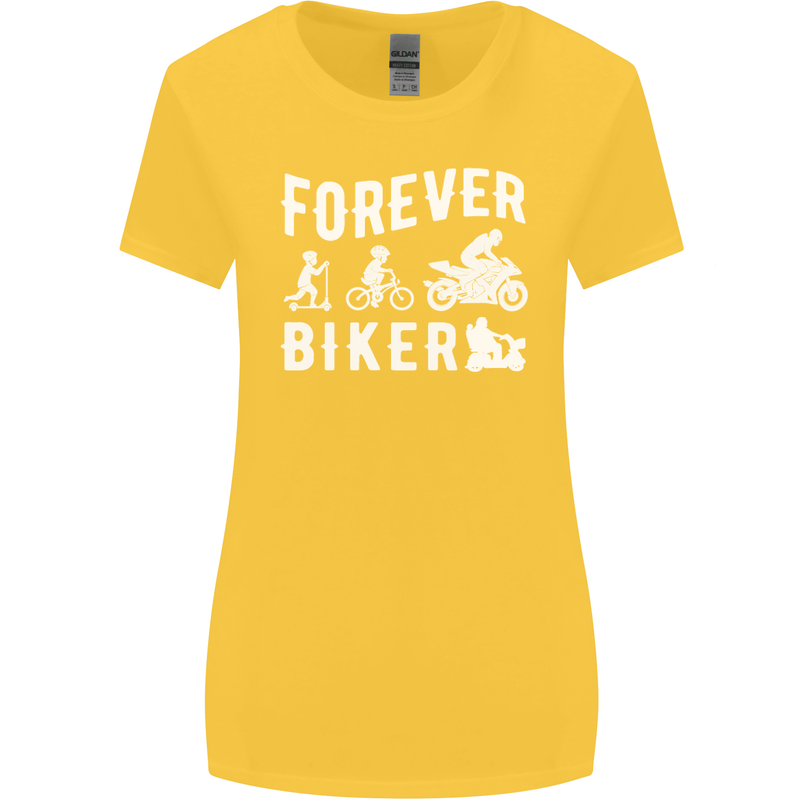 Motorbike Motorcycle Forever Biker Womens Wider Cut T-Shirt Yellow