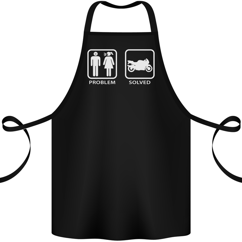 Motorbike Problem Solved Biker Motorcycle Cotton Apron 100% Organic Black