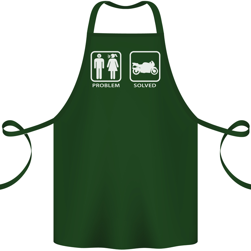 Motorbike Problem Solved Biker Motorcycle Cotton Apron 100% Organic Forest Green