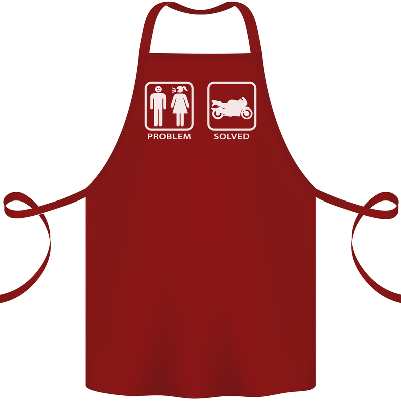 Motorbike Problem Solved Biker Motorcycle Cotton Apron 100% Organic Maroon