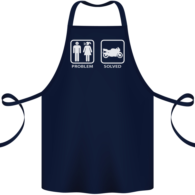 Motorbike Problem Solved Biker Motorcycle Cotton Apron 100% Organic Navy Blue