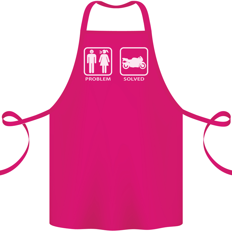 Motorbike Problem Solved Biker Motorcycle Cotton Apron 100% Organic Pink