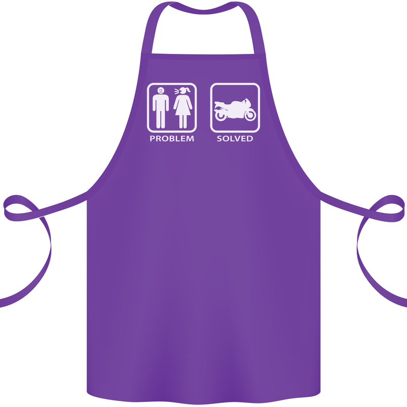 Motorbike Problem Solved Biker Motorcycle Cotton Apron 100% Organic Purple