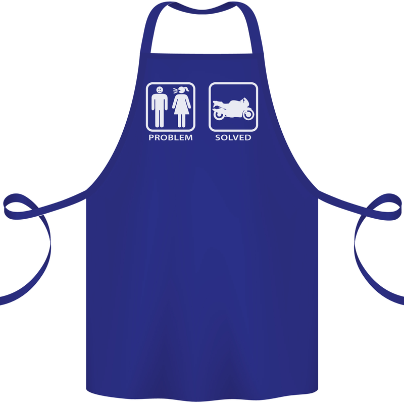 Motorbike Problem Solved Biker Motorcycle Cotton Apron 100% Organic Royal Blue
