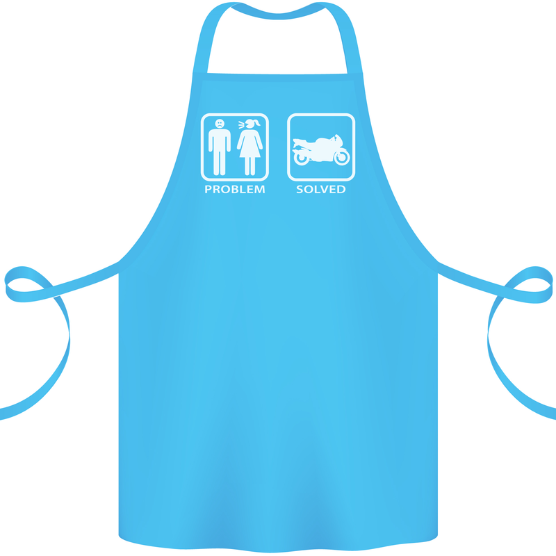 Motorbike Problem Solved Biker Motorcycle Cotton Apron 100% Organic Turquoise