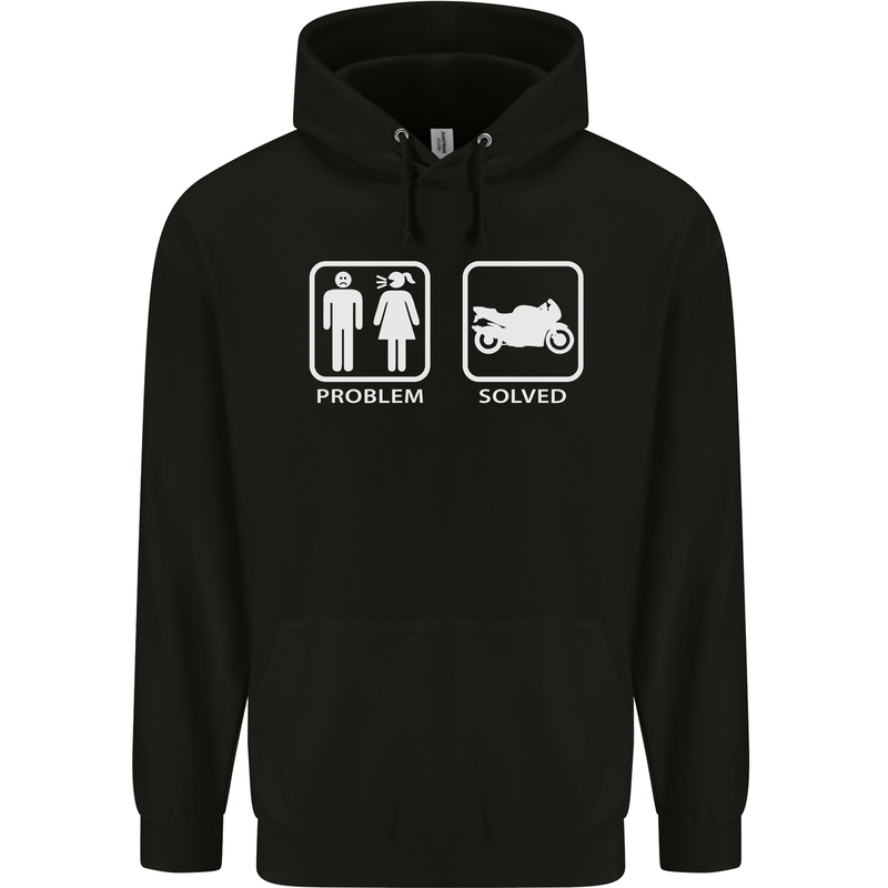 Motorbike Problem Solved Biker Motorcycle Mens 80% Cotton Hoodie Black