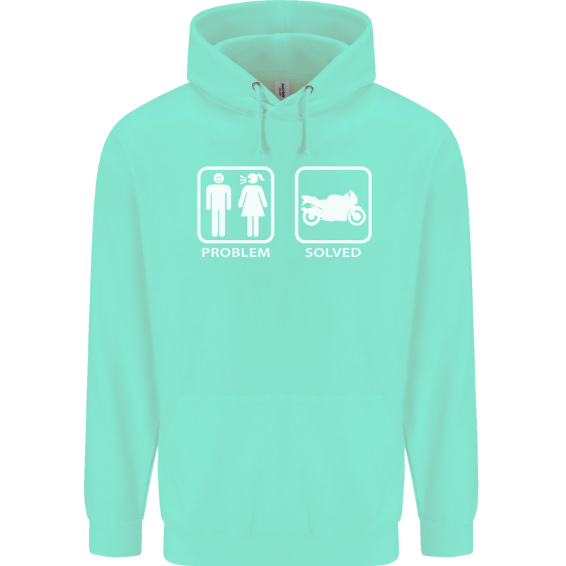 Motorbike Problem Solved Biker Motorcycle Mens 80% Cotton Hoodie Peppermint