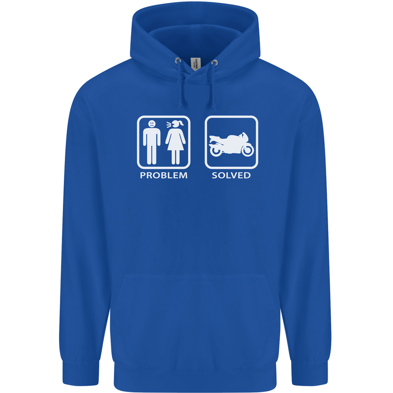 Motorbike Problem Solved Biker Motorcycle Mens 80% Cotton Hoodie Royal Blue