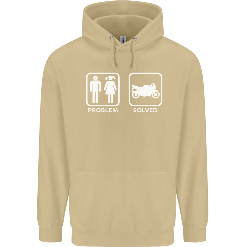 Motorbike Problem Solved Biker Motorcycle Mens 80% Cotton Hoodie Sand